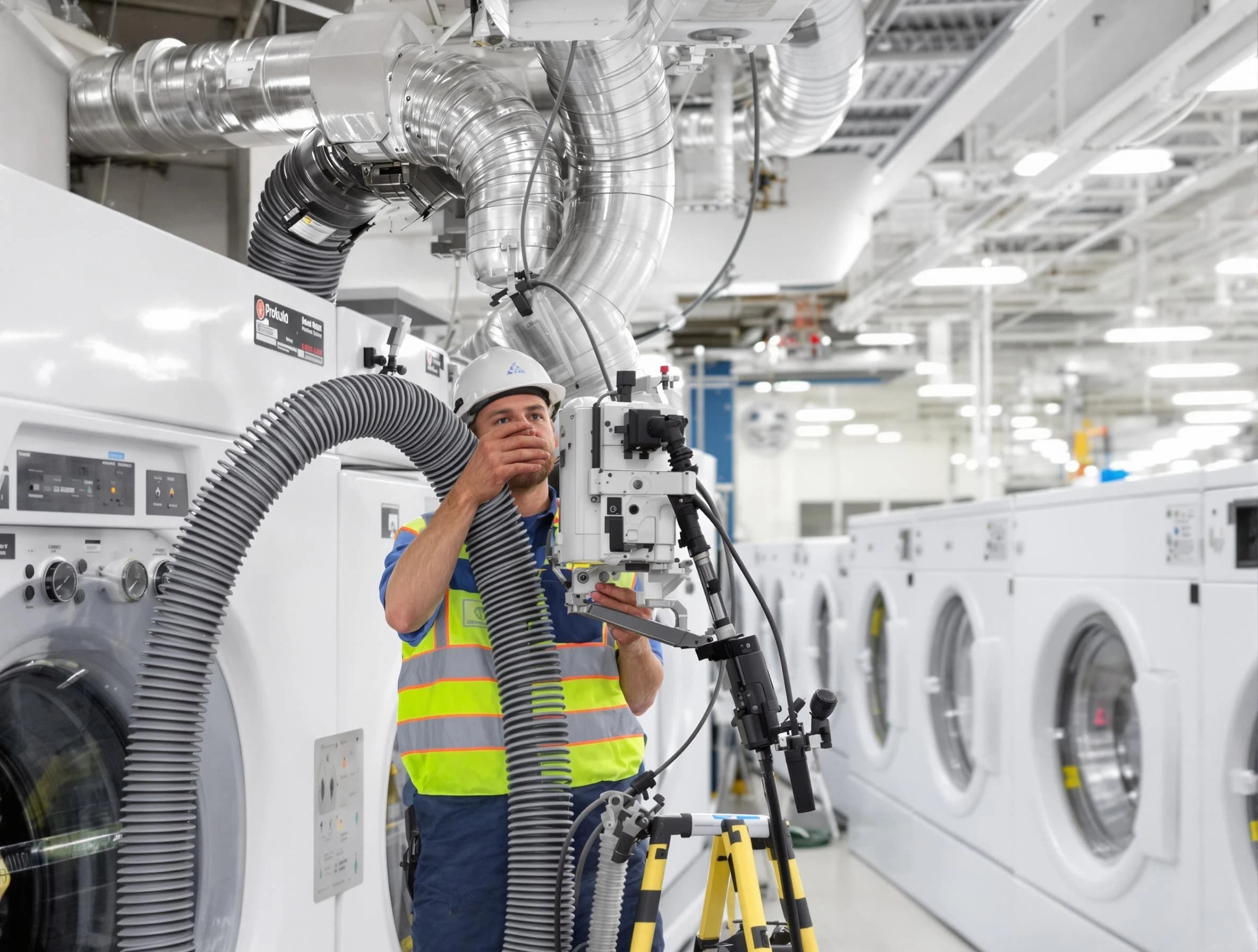 Forest Park Dryer Vent Cleaning team performing commercial-grade dryer vent cleaning at a business facility in Forest Park