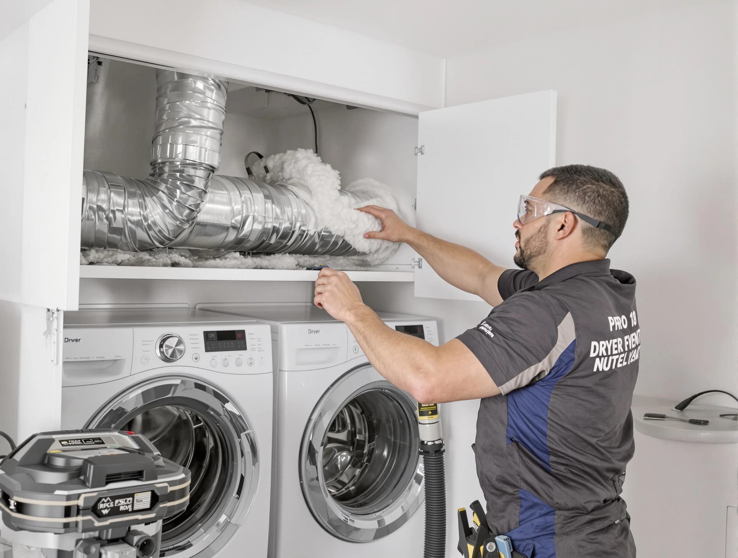 Forest Park Dryer Vent Cleaning certified technician performing specialized gas dryer vent cleaning in Forest Park