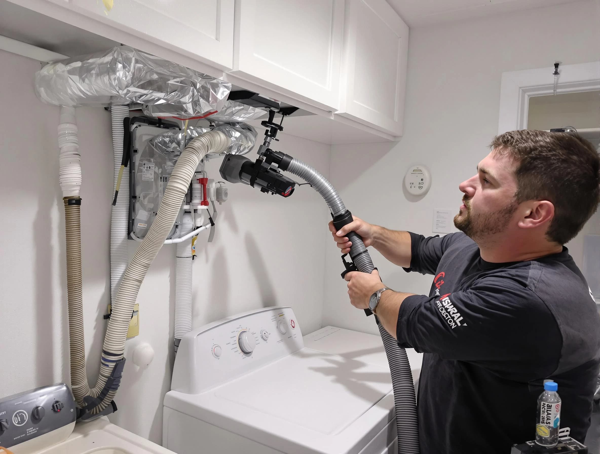 Forest Park Dryer Vent Cleaning certified technician performing safety-focused gas dryer vent cleaning in Forest Park